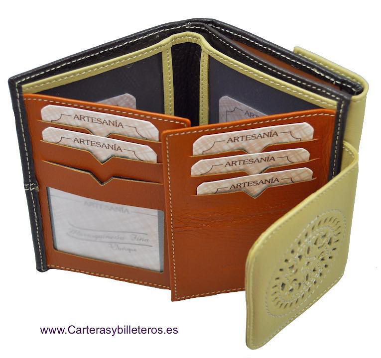 WALLET WOMEN'S WITH A LEATHER BOW WITH ORNAMENT MADE IN SPAIN 