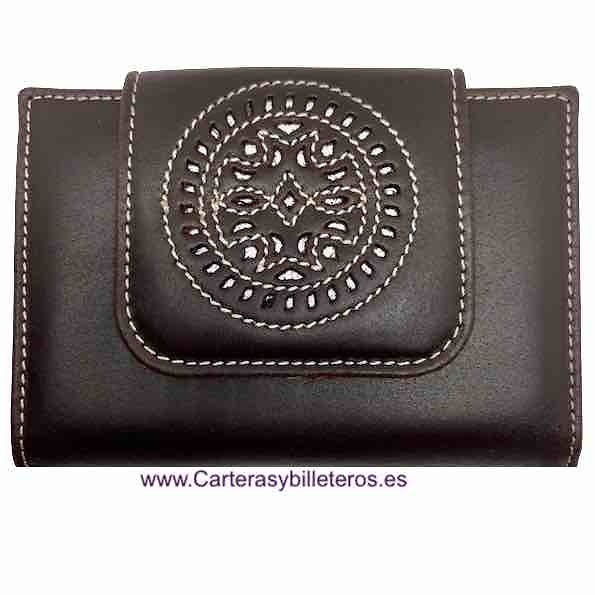 WALLET WOMEN'S WITH A LEATHER BOW WITH ORNAMENT MADE IN SPAIN 