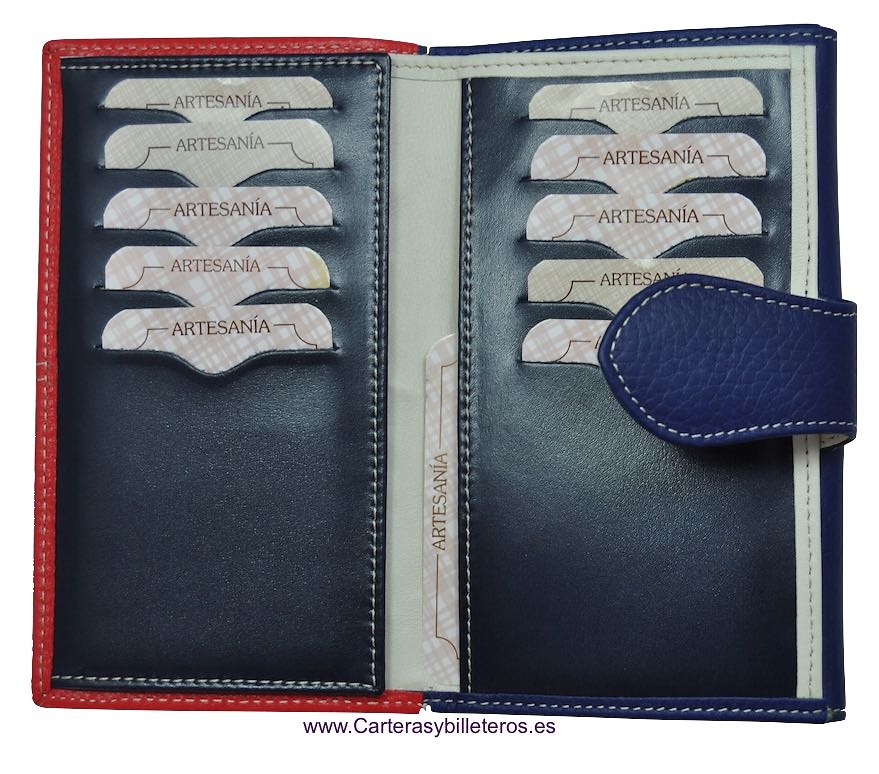 WOMAN WALLET SKIN UBRIQUE MEDIANA RED AND NAVY BLUE 