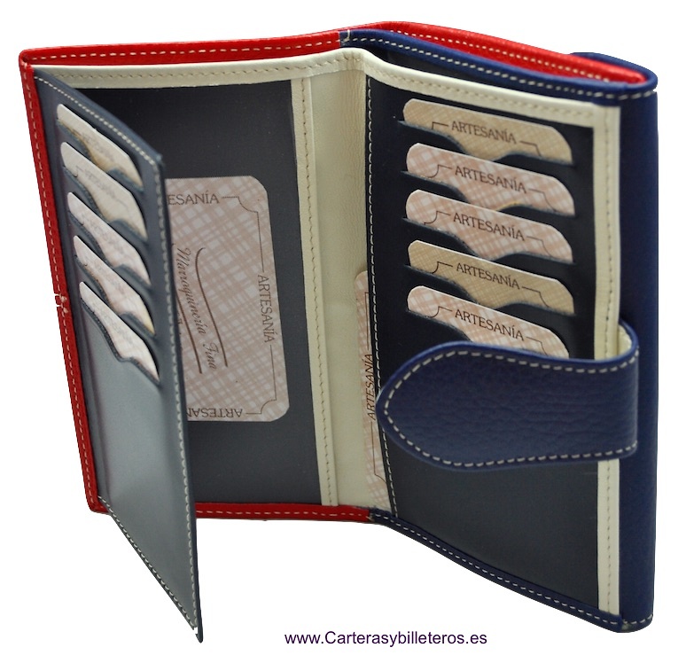 WOMAN WALLET SKIN UBRIQUE MEDIANA RED AND NAVY BLUE 