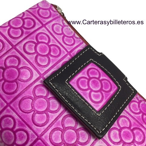 WOMAN'S LEATHER WALLET WITH 2 PURSES -3 COLORS- 