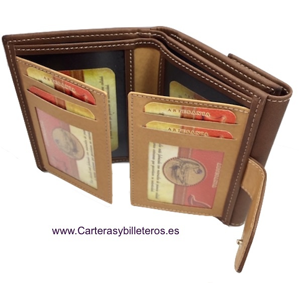 WOMAN'S LEATHER WALLET WITH SUEDE LEATHER MADE IN SPAIN -9 COLORS- 