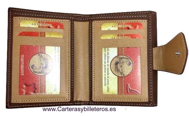 WOMAN'S LEATHER WALLET WITH SUEDE LEATHER MADE IN SPAIN -9 COLORS- 