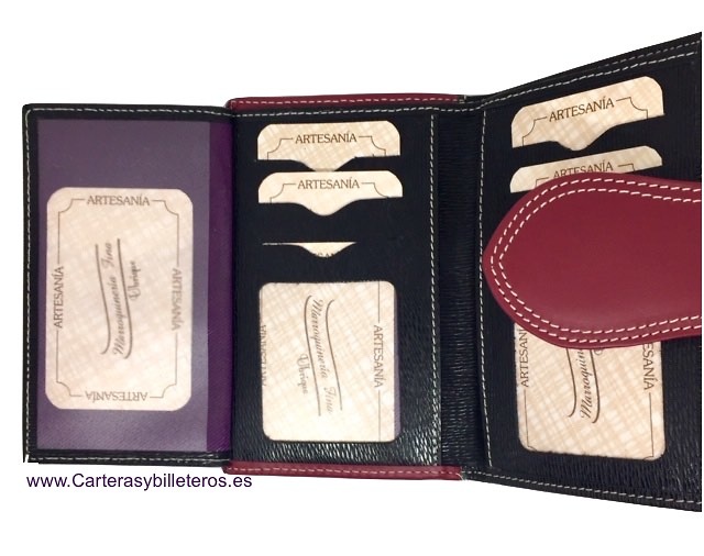 WOMAN'S WALLET IN COCONUT UBRIQUE LEATHER WITH PIPING AND BURGUNDY CLOSURE 