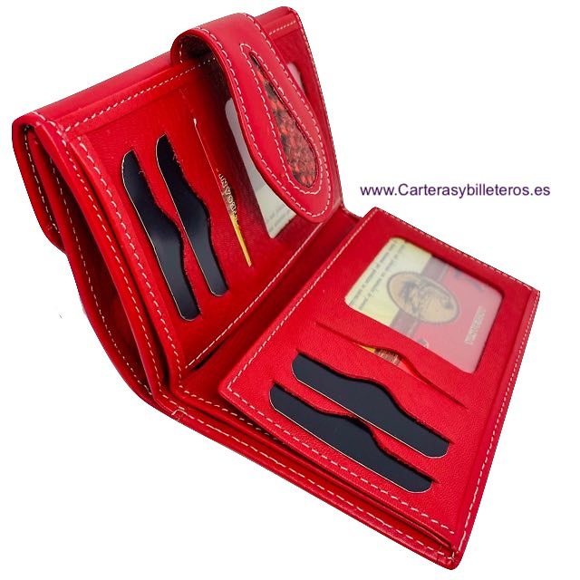 WOMAN'S WALLET OF SNAKE AND COW LEATHER WITH RED PURSE 