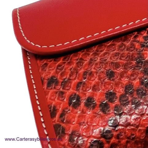 WOMAN'S WALLET OF SNAKE AND COW LEATHER WITH RED PURSE 