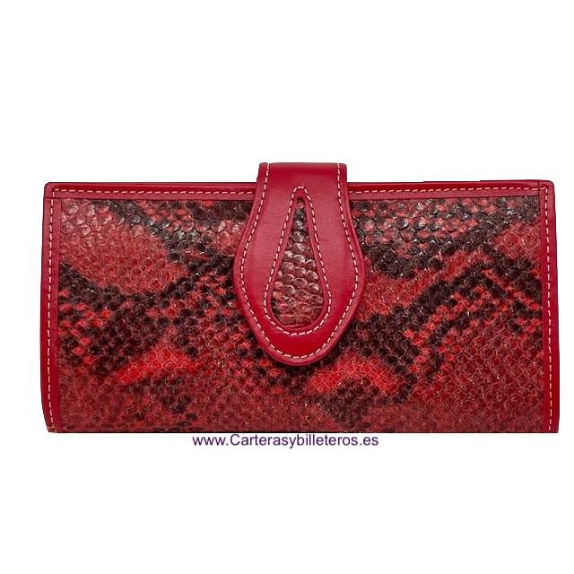 WOMAN'S WALLET OF SNAKE AND COW LEATHER WITH RED PURSE 