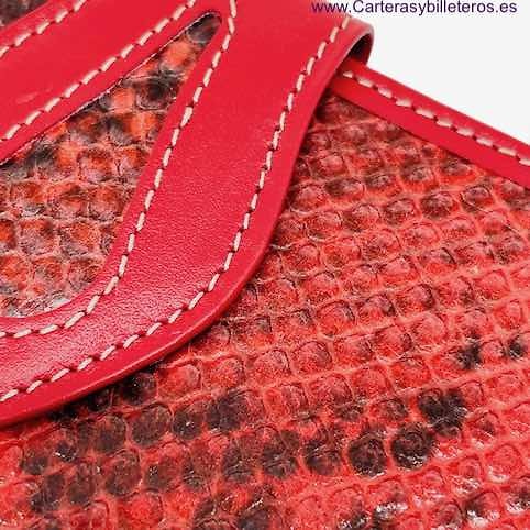 WOMAN'S WALLET OF SNAKE AND COW LEATHER WITH RED PURSE 