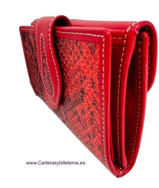 WOMAN'S WALLET OF SNAKE AND COW LEATHER WITH RED PURSE 