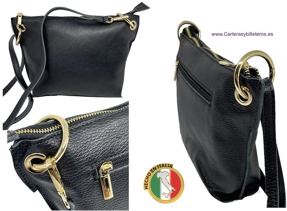 WOMEN'S BLACK BAG IN QUALITY PEED LEATHER MADE IN ITALY MEDIUM 