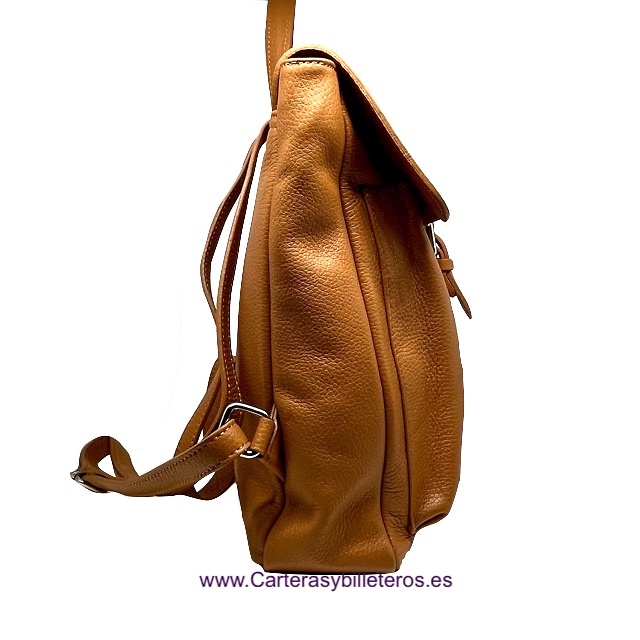 WOMEN'S LEATHER BACKPACK MADE IN ITALY WITH POCKETS 