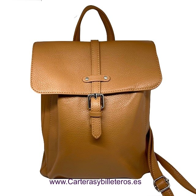 WOMEN'S LEATHER BACKPACK MADE IN ITALY WITH POCKETS 