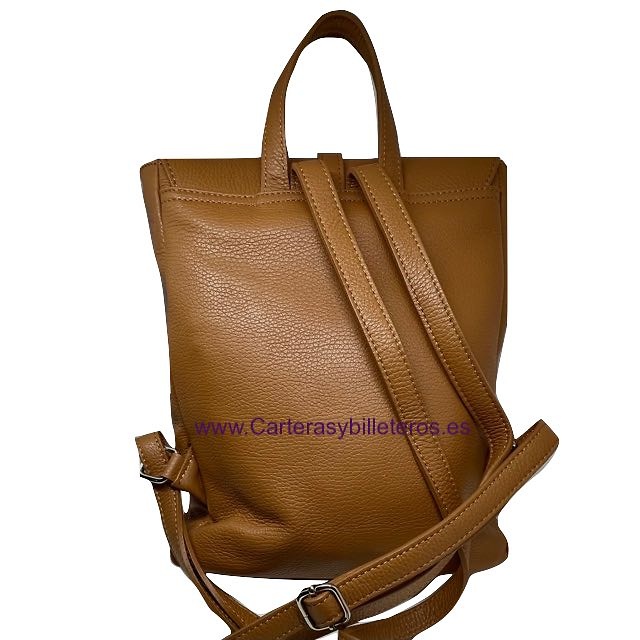 WOMEN'S LEATHER BACKPACK MADE IN ITALY WITH POCKETS 