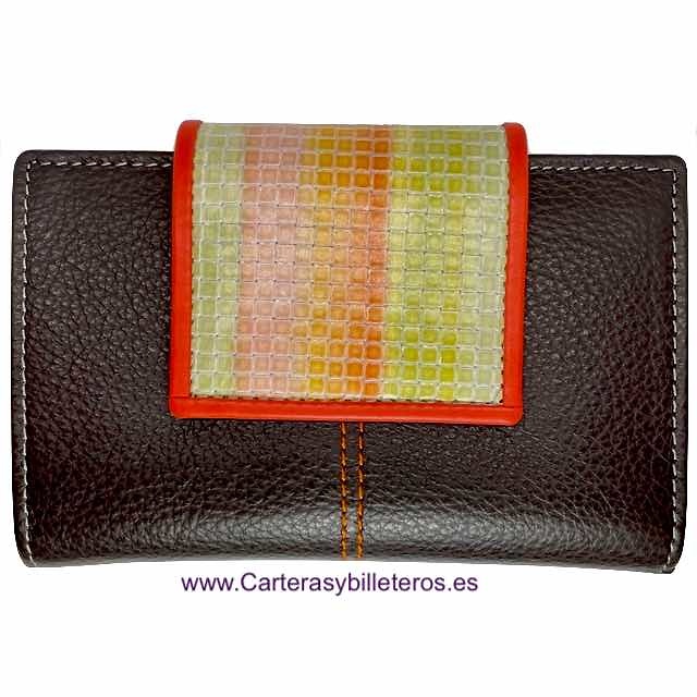 WOMEN'S LEATHER UBRIQUE WALLET WITH RAINBOW CLOSURE 