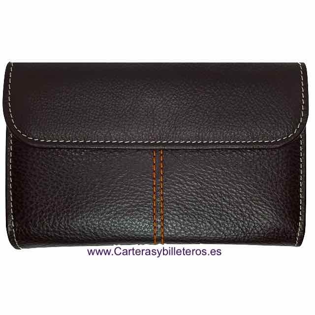 WOMEN'S LEATHER UBRIQUE WALLET WITH RAINBOW CLOSURE 