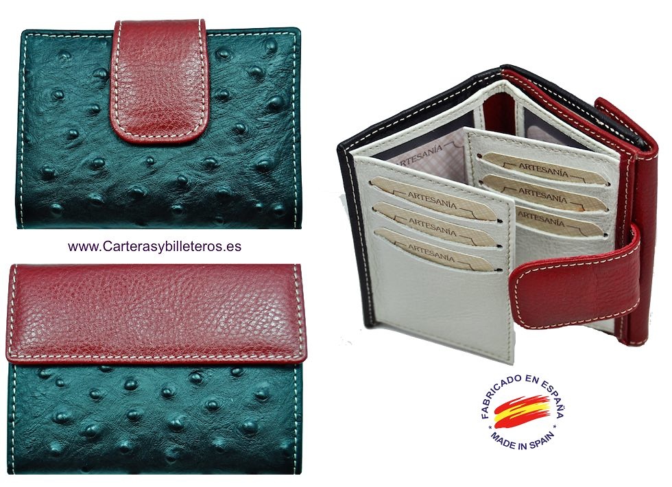 WOMEN'S LEATHER WALLET OF AVESTRUZ 