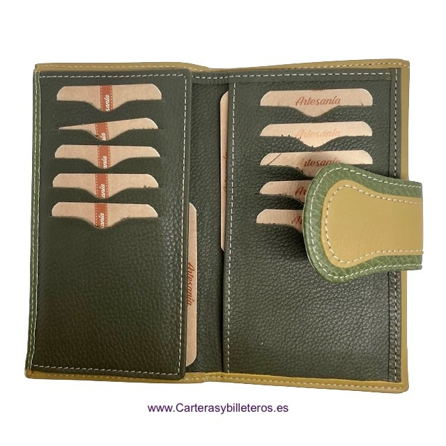 WOMEN'S LEATHER WALLET UBRIQUE MEDIUM TWO GREENS 