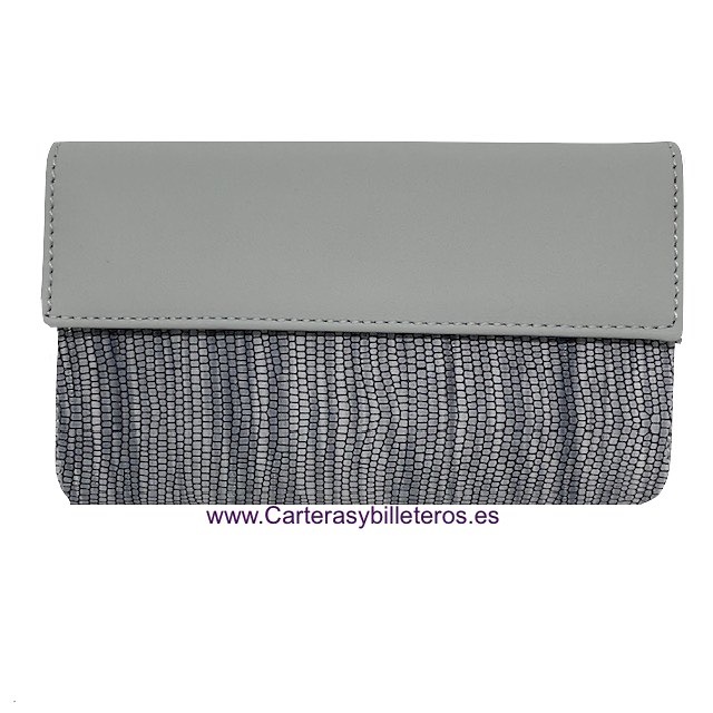 WOMEN'S LEATHER WALLET UBRIQUE SNAKE GREY PEARLISED LEATHER 