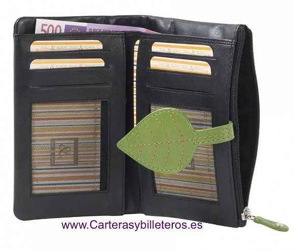 WOMEN'S LEATHER WALLET WITH PURSE AND BILLFOLD MEDIUM 