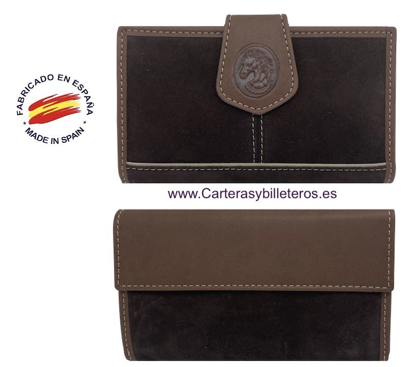 WOMEN'S LEATHER WALLET WITH SUEDE MADE IN UBRIQUE 