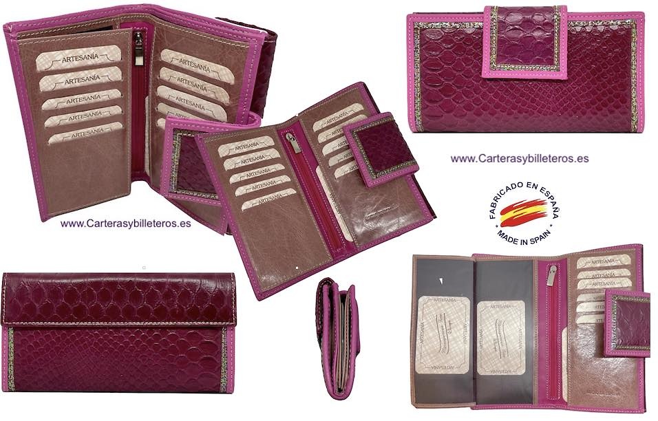 WOMEN'S MEDIUM SNAKE AND COW LEATHER WALLET 