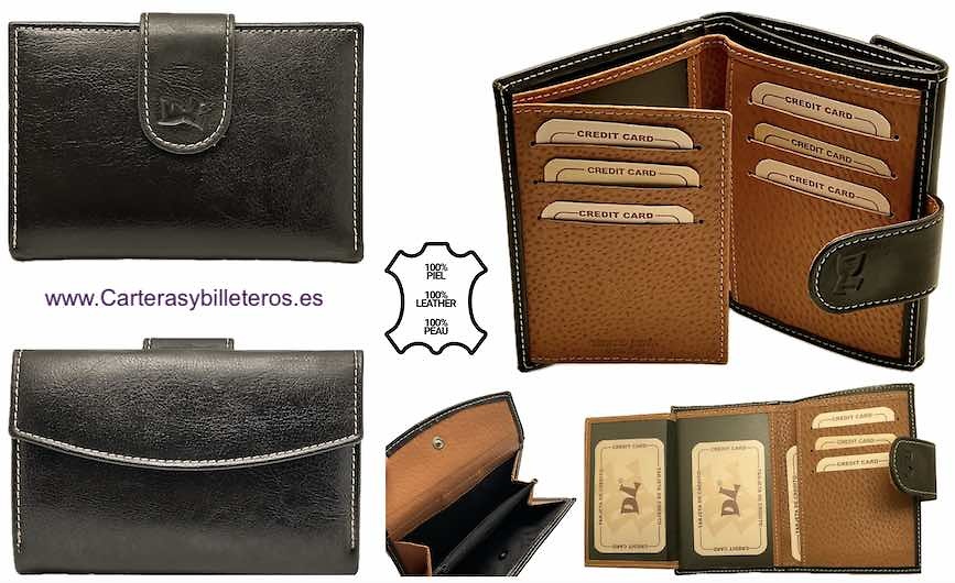 WOMEN'S MEDIUM WALLET IN BLACK LEATHER AND LEATHER AT THE BEST PRICE 