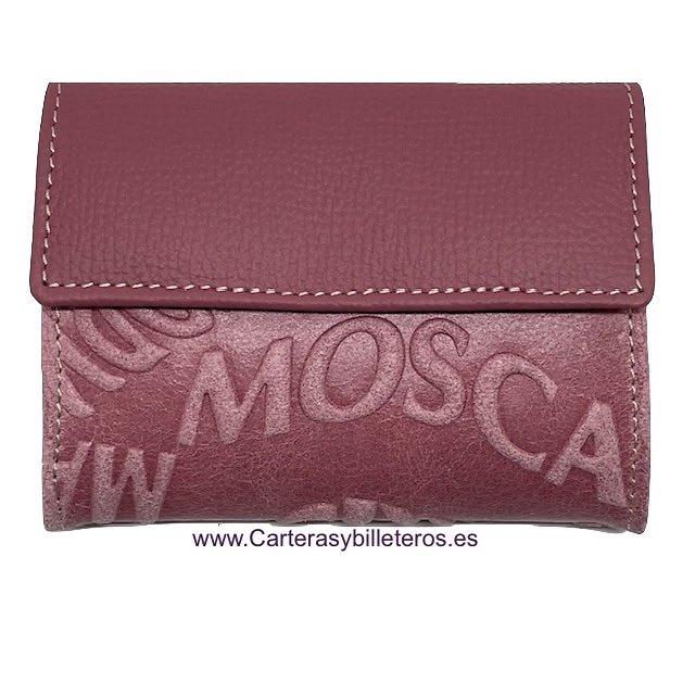 WOMEN'S MINI LEATHER WALLET ENGRAVED WITH CAPITAL LETTERING 