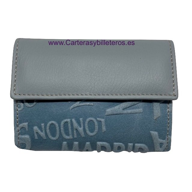 WOMEN'S MINI LEATHER WALLET ENGRAVED WITH CAPITAL LETTERING 