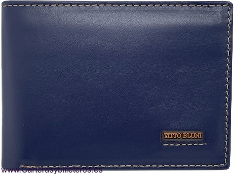 CARTERA HOMBRE PEQUEÑA DE PIEL TITTO BLUNI 7 TARJETAS AZUL MARINO 25 