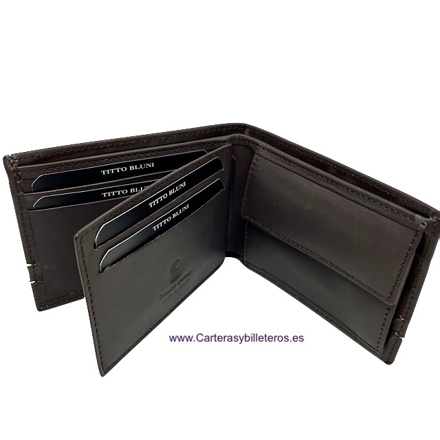 WOMEN'S SMALL LEATHER TITTO BLUNI WALLET 7 CARDS 