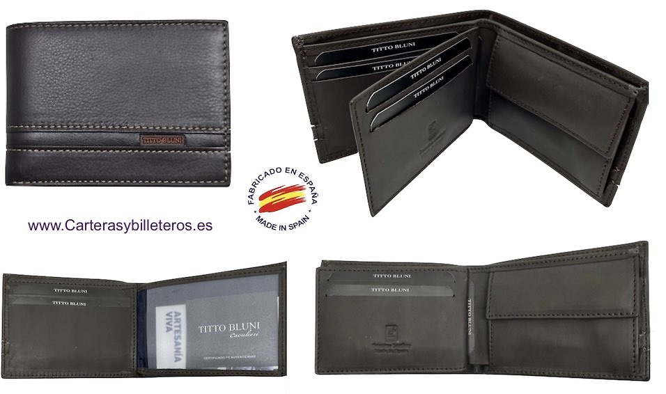 WOMEN'S SMALL LEATHER TITTO BLUNI WALLET 7 CARDS 