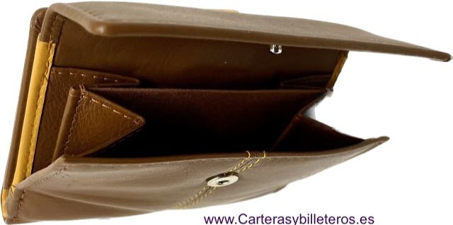 WOMEN'S SMALL LEATHER WALLET WITH WALLET AND COIN PURSE LEYVA 