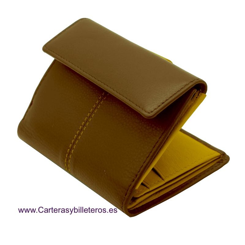 WOMEN'S SMALL LEATHER WALLET WITH WALLET AND COIN PURSE LEYVA 