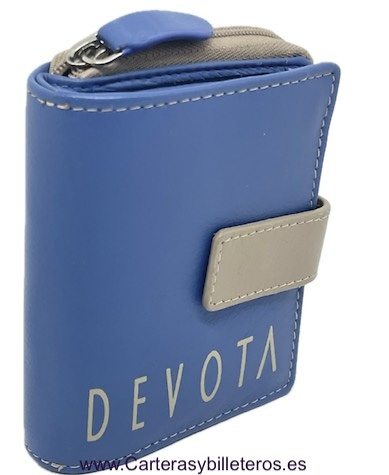 WOMEN'S SMALL WALLET BRAND DEVOTA & LOMBA WALLET CARD HOLDER AND ZIPPED COIN PURSE 