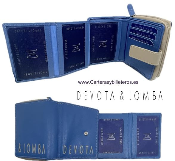 WOMEN'S SMALL WALLET BRAND DEVOTA & LOMBA WALLET CARD HOLDER AND ZIPPED COIN PURSE 