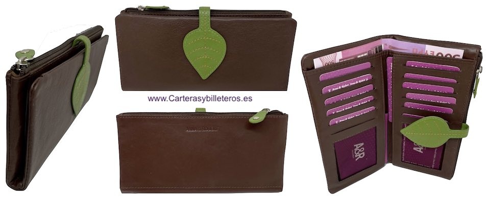 WOMEN'S SOFT LEATHER WALLET WITH PURSE AND BILLFOLD LONG 