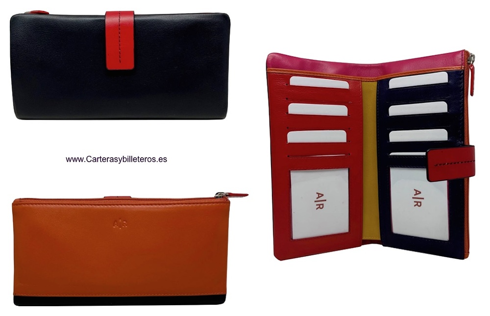 WOMEN'S SOFT LEATHER WALLET WITH PURSE AND BILLFOLD LONG 