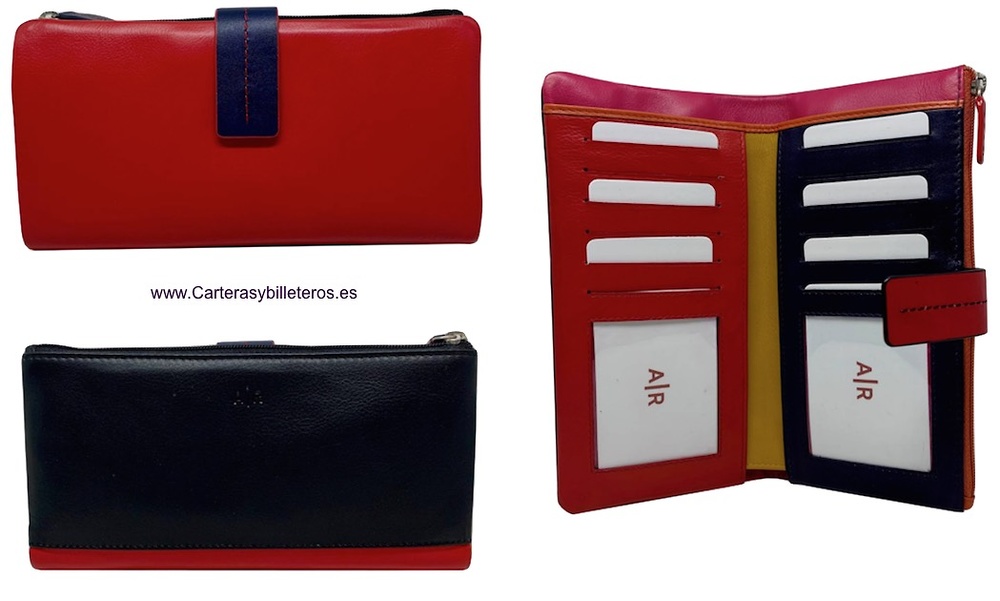 WOMEN'S SOFT LEATHER WALLET WITH PURSE AND BILLFOLD LONG 