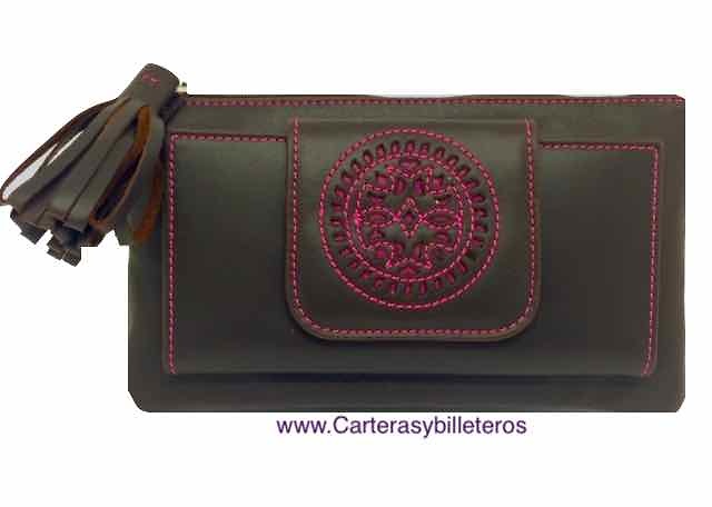 WOMEN'S WALLET-HANDBAG WITH DECORATION ON THE CLOSURE - 15 COLORS- 