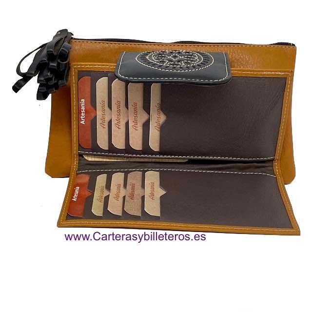 WOMEN'S WALLET-HANDBAG WITH DECORATION ON THE CLOSURE - 15 COLORS- 