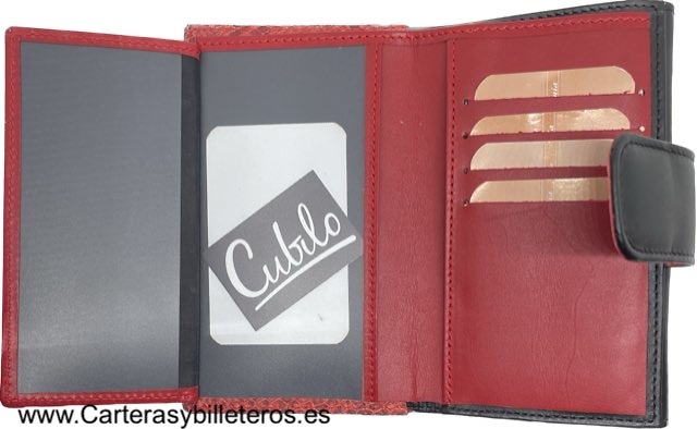 WOMEN'S WALLET IN UBRIQUE RED METALLIC SNAKE LEATHER 