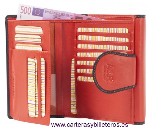 WOMEN'S WALLET LEATHER WITH DOUBLE PURSE AND CARD HOLDER 