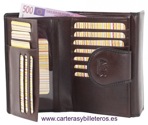 WOMEN'S WALLET LEATHER WITH DOUBLE PURSE AND CARD HOLDER 