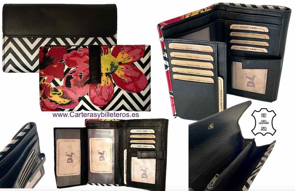 WOMEN'S WALLET WITH COIN PURSE AND PAINTED LEATHER EXTERIOR 