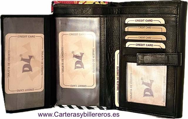 WOMEN'S WALLET WITH COIN PURSE AND PAINTED LEATHER EXTERIOR 