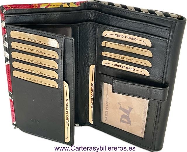 WOMEN'S WALLET WITH COIN PURSE AND PAINTED LEATHER EXTERIOR 