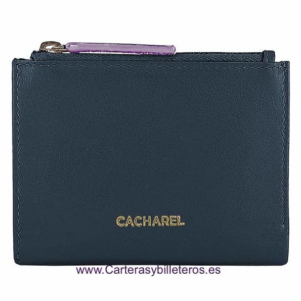 WOMEN'S WALLET WITH DOUBLE COIN PURSE CACHAREL IN COLOURED LEATHER 