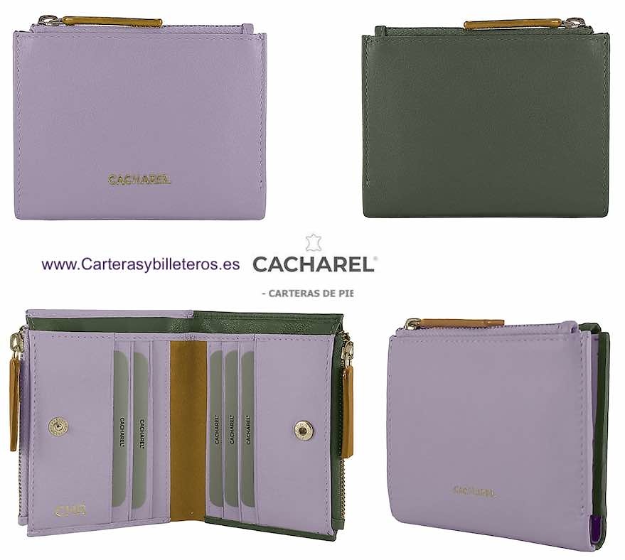 WOMEN'S WALLET WITH DOUBLE COIN PURSE CACHAREL IN COLOURED LEATHER 