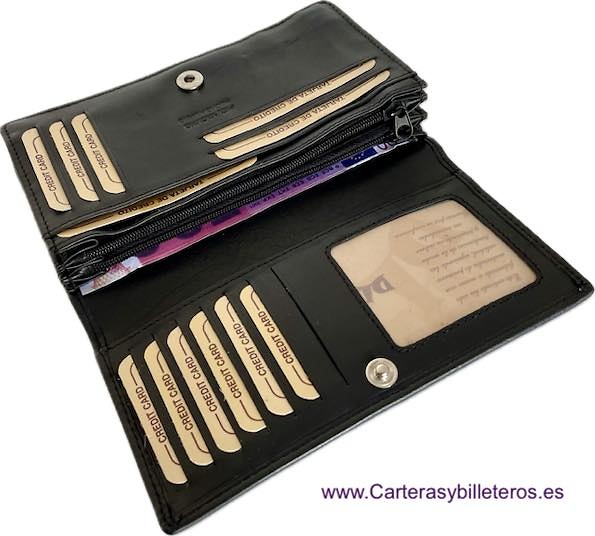 WOMEN'S WALLET WITH FLAP CLOSURE WITH DIVIDERS AND COIN POCKET 