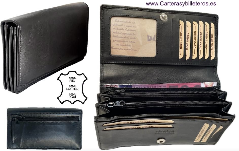 WOMEN'S WALLET WITH FLAP CLOSURE WITH DIVIDERS AND COIN POCKET 